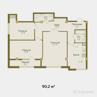 ЖК Alatau Golf Residences — 3-ком 90,2 м² (null)