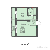 ЖК Helsinki — 1-ком 39,8 м² (от 15 928 000 тг)