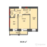 ЖК Helsinki — 2-ком 60,2 м² (от 24 064 000 тг)