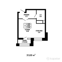 ЖК Megapolis — 1-ком 31,7 м² (от 13 382 687 тг)