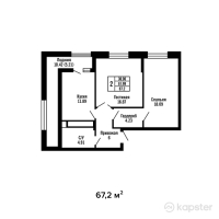 ЖК Megapolis — 2-ком 67,2 м² (от 28 378 560 тг)