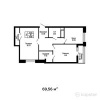 ЖК Megapolis — 2-ком 69,6 м² (от 29 375 188 тг)