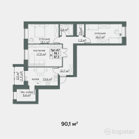 ЖК Атамура — 3-ком 90,1 м² (от 20 723 000 тг)