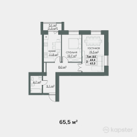 ЖК Dostar Apartments — 2-ком 65,5 м² (от 20 791 992 тг)