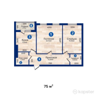 ЖК Гасыр — 2-ком 75 м² (от 18 750 000 тг)
