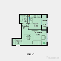 ЖК Grand Residence — 1-ком 45,1 м² (от 18 491 000 тг)