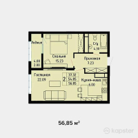ЖК Grand Residence — 2-ком 56,9 м² (от 23 308 500 тг)