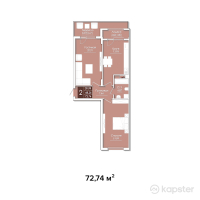 ЖК Aliya — 2-ком 72,7 м² (от 23 276 800 тг)