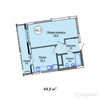 ЖК Техникум 2 — 1-ком 44,5 м² (от 19 802 500 тг)