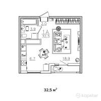 ЖК Eco Park Alatau — 1-ком 32.5 м² (от 14,300,000 тг)