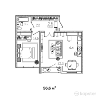 ЖК Eco Park Alatau — 2-ком 56.6 м² (от 20,093,000 тг)