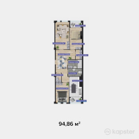 ЖК GRES City — 3-ком 94,9 м² (от 37 944 000 тг)
