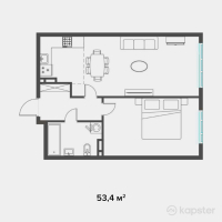 ЖК Jana Qainar — 2-ком 53,4 м² (от 21 360 000 тг)
