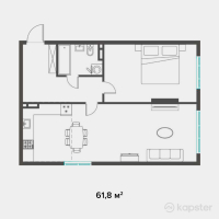 ЖК Jana Qainar — 2-ком 61,8 м² (от 24 720 000 тг)
