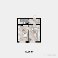 ЖК Auezov Apartaments — 1-ком 43,9 м² (от 26 967 750 тг)