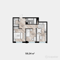 ЖК Auezov Apartaments — 2-ком 59,3 м² (от 36 494 100 тг)