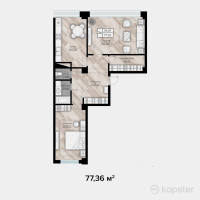 ЖК Auezov Apartaments — 2-ком 77,4 м² (от 47 567 400 тг)