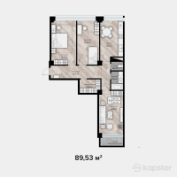 ЖК Auezov Apartaments — 3-ком 89,5 м² (от 55 060 960 тг)