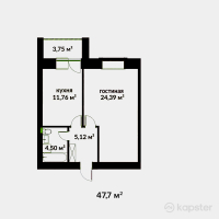 ЖК Manhattan — 1-ком 47,7 м² (от 12 879 000 тг)