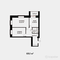 ЖК Manhattan — 2-ком 69,1 м² (от 18 657 000 тг)