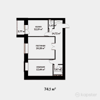 ЖК Manhattan — 2-ком 74,1 м² (от 20 007 000 тг)