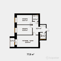 ЖК Manhattan — 3-ком 77,8 м² (от 21 006 000 тг)