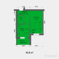 ЖК Третий Оптимальный — 1-ком 42,6 м² (от 11 928 000 тг)