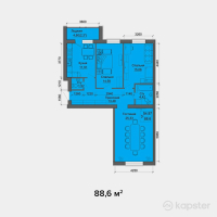 ЖК Третий Оптимальный — 3-ком 88,6 м² (от 24 808 000 тг)