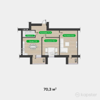 ЖК Aktobe Towers-2 — 2-ком 70,3 м² (от 17 575 000 тг)