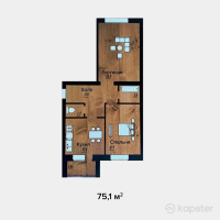 ЖК Grand Aktobe — 2-ком 75,1 м² (от 20 277 000 тг)