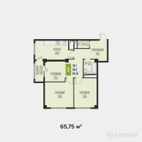 ЖК Alatau City 2.0 — 3-ком 65,8 м² (от 30 902 500 тг)