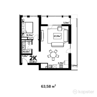 ЖК Terra — 2-ком 63,6 м² (null)