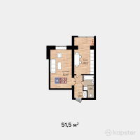 ЖК Яссауи — 1-ком 51,5 м² (от 23 690 000 тг)