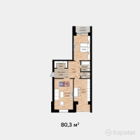ЖК Яссауи — 2-ком 80,3 м² (от 36 938 000 тг)