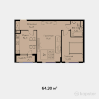 ЖК Uly Dala Avenue — 2-ком 64,3 м² (null)