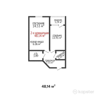 ЖК Васильевский — 2-ком 48,1 м² (от 24 070 000 тг)