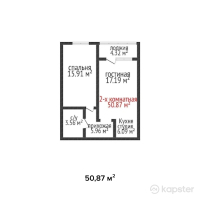 ЖК Васильевский — 2-ком 50,9 м² (от 25 435 000 тг)