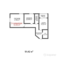 ЖК Васильевский — 2-ком 51,4 м² (от 25 710 000 тг)