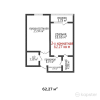 ЖК Васильевский — 2-ком 62,3 м² (от 31 135 000 тг)