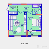 ЖК AQ ORDA — 1-ком 47,7 м² (от 18 352 950 тг)