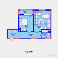 ЖК AQ ORDA — 1-ком 56,7 м² (от 21 829 500 тг)