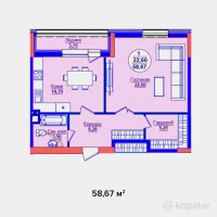 ЖК AQ ORDA — 1-ком 58,7 м² (от 22 587 950 тг)