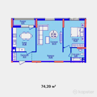 ЖК AQ ORDA — 2-ком 74,4 м² (от 28 640 150 тг)