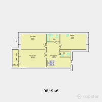 ЖК TOMIRIS — 2-ком 98,2 м² (от 23 271 030 тг)