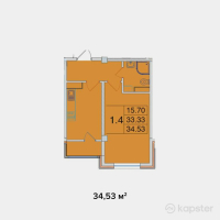 ЖК Ozhet Plus — 1-ком 34,5 м² (от 16 574 400 тг)