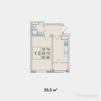 ЖК Ozhet Plus — 1-ком 35,5 м² (от 17 040 000 тг)