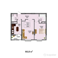 ЖК MIAMI — 2-ком 66,8 м² (от 36 740 000 тг)