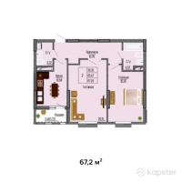 ЖК MIAMI — 2-ком 67,2 м² (от 36 960 000 тг)
