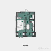 ЖК Tulip Residence — 1-ком 44,4 м² (от 14 638 800 тг)