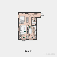 ЖК Tulip Residence — 2-ком 59,4 м² (от 19 595 400 тг)